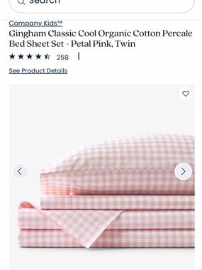 Company Kids Petal Pink Gingham Organic Cotton Percale Twin Sheet Set